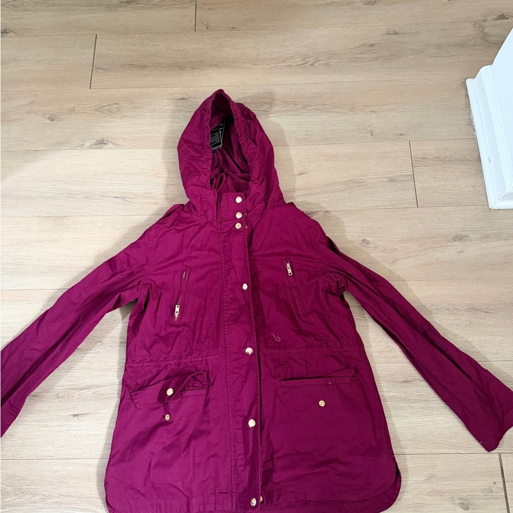 Chocolate Women's Hooded Utility Jacket in Wine - Picture 2 of 6